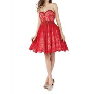 NEW ANGELA & ALISON short prom dress in hot red